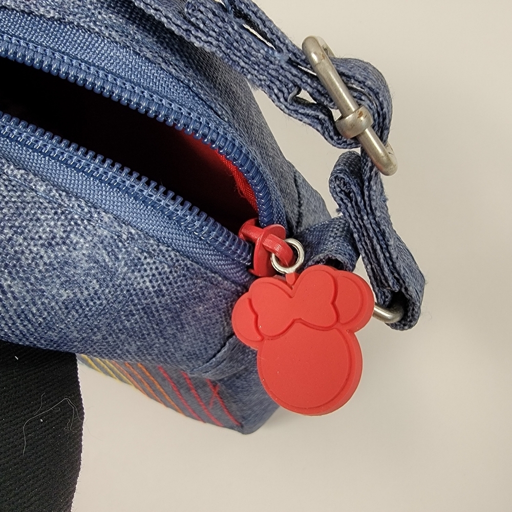 Disney Denim Embroidered Minnie Mouse Bow Bag Purse Miny 8"x5" - Picture 4 of 8